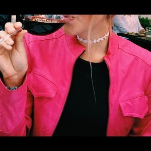 Versace hot pink real leather jacket